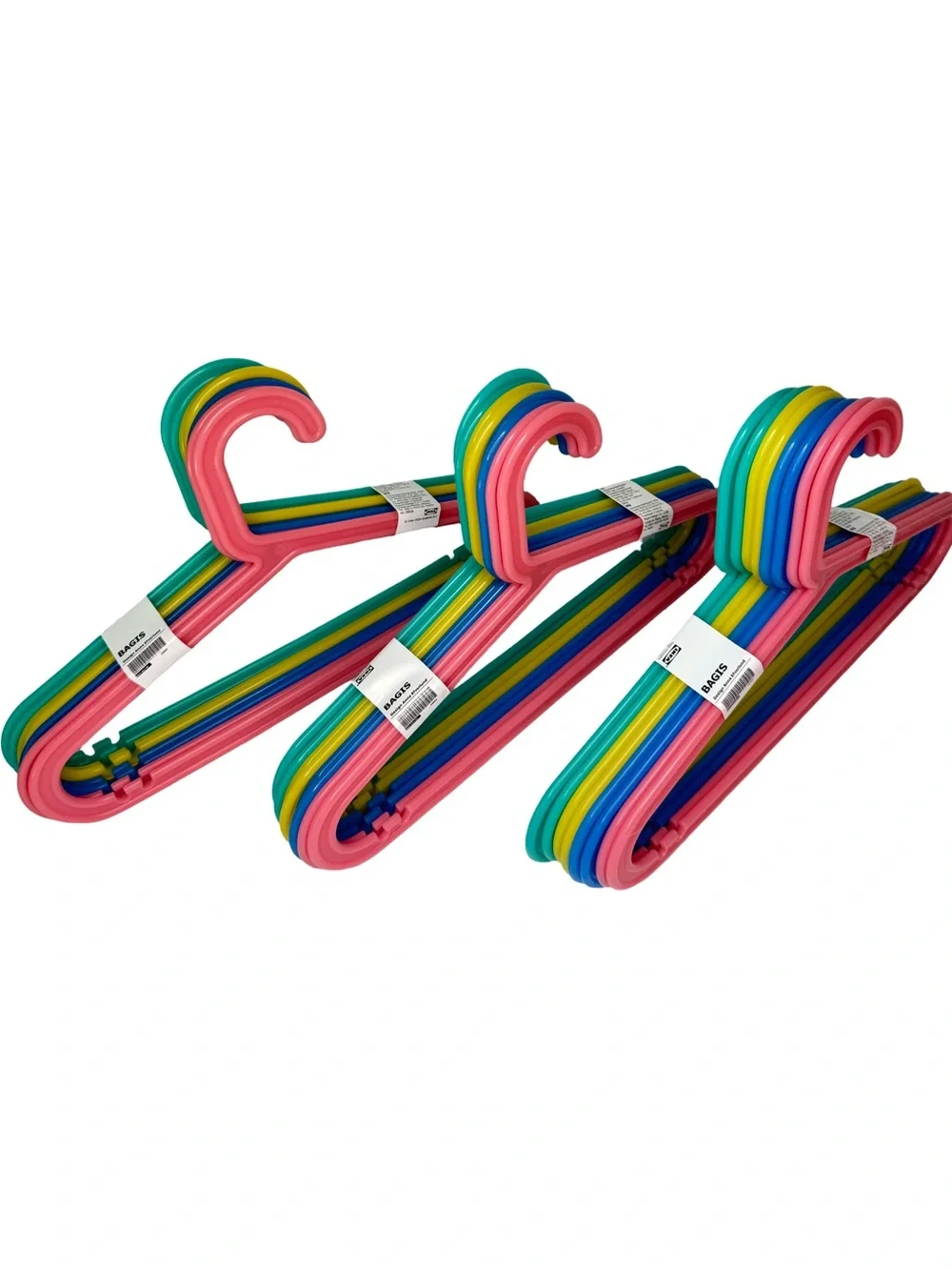NWT IKEA Bagis Lot of 24 Kids Sturdy Plastic Hangers Discontinued Colors